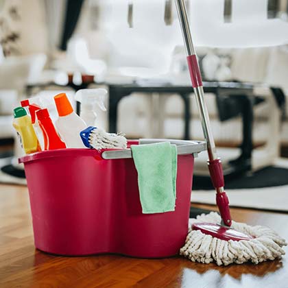 Bucket and mop for cleaning